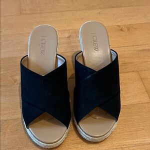 J. Crew Black Crisscross Mules barely worn..like new size 6